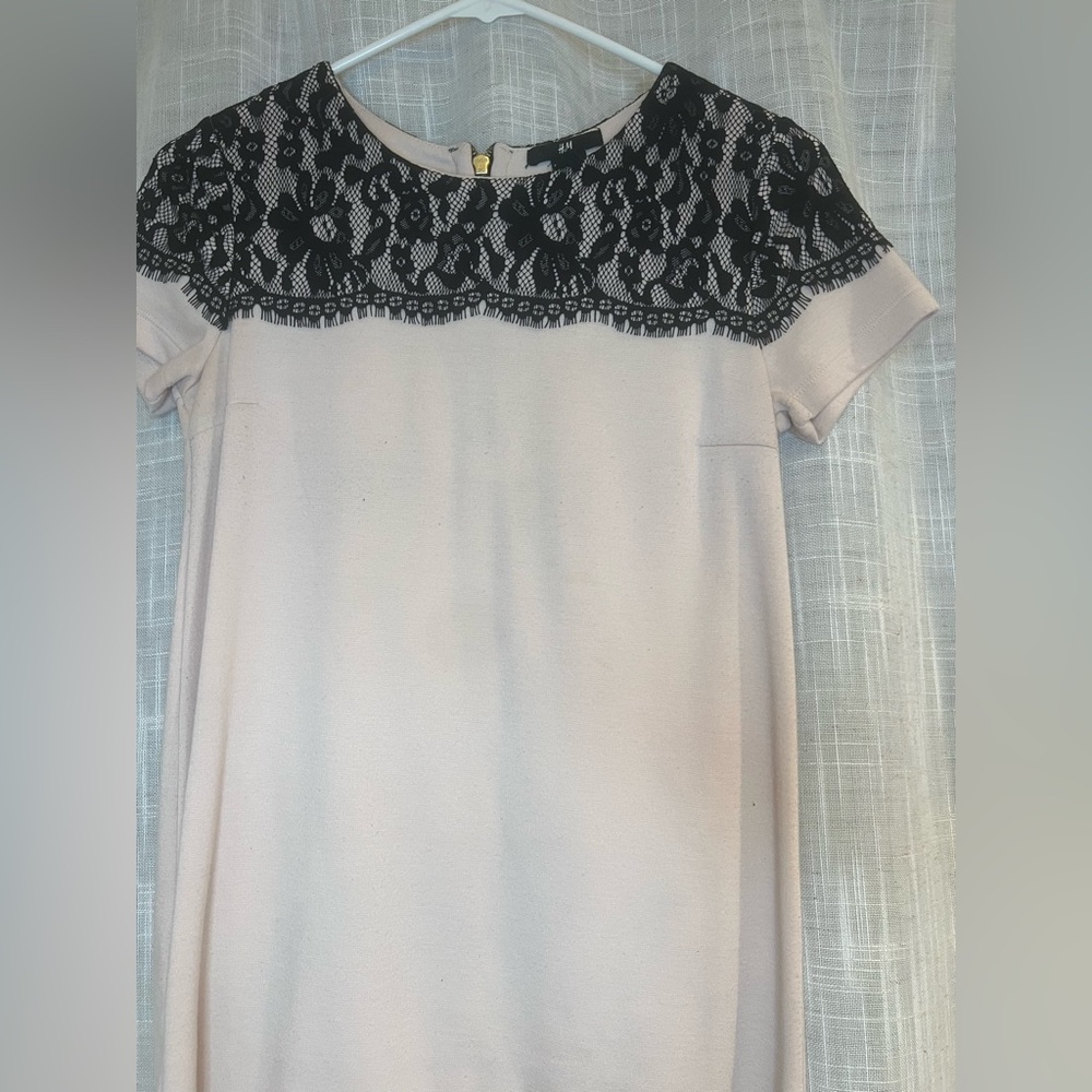 Pink sweater dress lace top